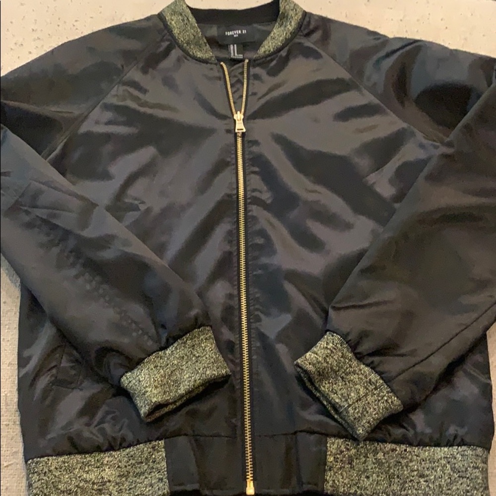 Unique Men Forever 21 bomber jacket M with gold